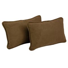 20-inch by 12-inch Double-corded Solid Microsuede Back Support Pillows with Inserts (Set of 2)  9811-CD-S2-MS-CH