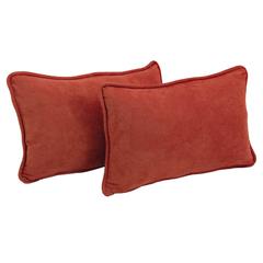 20-inch by 12-inch Double-corded Solid Microsuede Back Support Pillows with Inserts (Set of 2)  9811-CD-S2-MS-CR