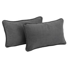 20-inch by 12-inch Double-corded Solid Microsuede Back Support Pillows with Inserts (Set of 2)  9811-CD-S2-MS-GY