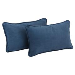 20-inch by 12-inch Double-corded Solid Microsuede Back Support Pillows with Inserts (Set of 2)  9811-CD-S2-MS-IN