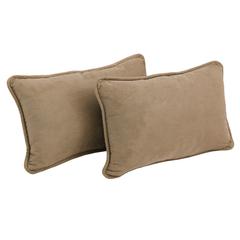 20-inch by 12-inch Double-corded Solid Microsuede Back Support Pillows with Inserts (Set of 2)  9811-CD-S2-MS-JV
