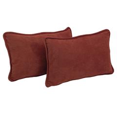 20-inch by 12-inch Double-corded Solid Microsuede Back Support Pillows with Inserts (Set of 2)  9811-CD-S2-MS-RW