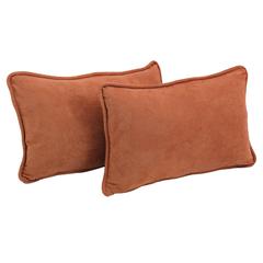 20-inch by 12-inch Double-corded Solid Microsuede Back Support Pillows with Inserts (Set of 2)  9811-CD-S2-MS-SP