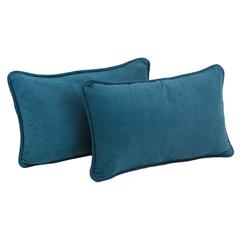 20-inch by 12-inch Double-corded Solid Microsuede Back Support Pillows with Inserts (Set of 2)  9811-CD-S2-MS-TL