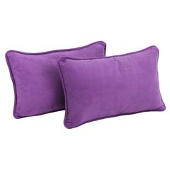 20-inch by 12-inch Double-corded Solid Microsuede Back Support Pillows with Inserts (Set of 2)  9811-CD-S2-MS-UV