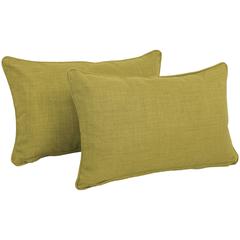 20-inch by 12-inch Double-corded Solid Outdoor Spun Polyester Back Support Pillows with Inserts (Set of 2), Avocado