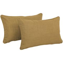 20-inch by 12-inch Double-corded Solid Outdoor Spun Polyester Back Support Pillows with Inserts (Set of 2), Wheat