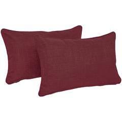 20-inch by 12-inch Double-corded Solid Outdoor Spun Polyester Back Support Pillows with Inserts (Set of 2)  9811-CD-S2-REO-SOL-17