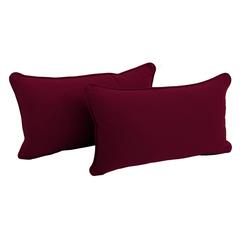 20-inch by 12-inch Double-corded Solid Twill Back Support Pillows with Inserts (Set of 2), Burgundy