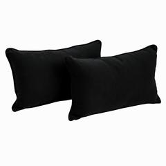 20-inch by 12-inch Double-corded Solid Twill Back Support Pillows with Inserts (Set of 2), Black