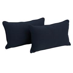 20-inch by 12-inch Double-corded Solid Twill Back Support Pillows with Inserts (Set of 2), Navy