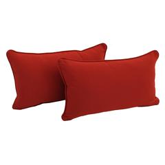 20-inch by 12-inch Double-corded Solid Twill Back Support Pillows with Inserts (Set of 2), Ruby Red