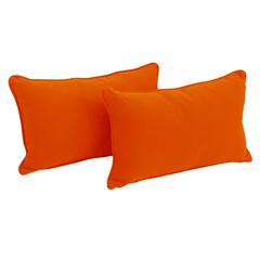 20-inch by 12-inch Double-corded Solid Twill Back Support Pillows with Inserts (Set of 2), Tangerine Dream