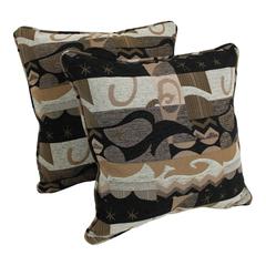 25-inch Double-corded Patterned Jacquard Chenille Square Floor Pillows with Inserts (Set of 2)  9813-CD-S2-JCH-02