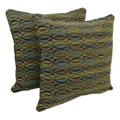 25-inch Double-corded Patterned Jacquard Chenille Square Floor Pillows with Inserts (Set of 2), Earthen Waves