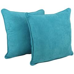 25-inch Double-corded Solid Microsuede Square Floor Pillows with Inserts (Set of 2) 9813-CD-S2-MS-AB