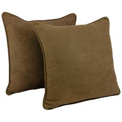 25-inch Double-corded Solid Microsuede Square Floor Pillows with Inserts (Set of 2) 9813-CD-S2-MS-CH