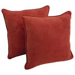 25-inch Double-corded Solid Microsuede Square Floor Pillows with Inserts (Set of 2) 9813-CD-S2-MS-CR