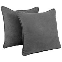 25-inch Double-corded Solid Microsuede Square Floor Pillows with Inserts (Set of 2) 9813-CD-S2-MS-GY