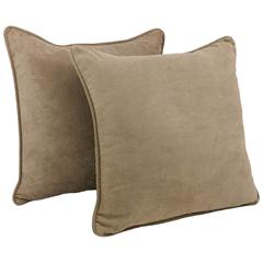 25-inch Double-corded Solid Microsuede Square Floor Pillows with Inserts (Set of 2) 9813-CD-S2-MS-JV