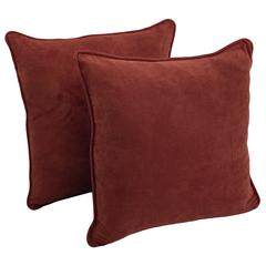 25-inch Double-corded Solid Microsuede Square Floor Pillows with Inserts (Set of 2) 9813-CD-S2-MS-RW