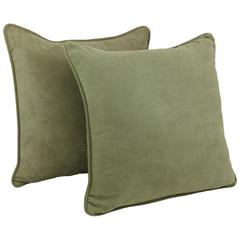 25-inch Double-corded Solid Microsuede Square Floor Pillows with Inserts (Set of 2) 9813-CD-S2-MS-SG