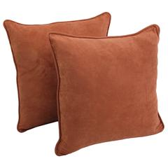 25-inch Double-corded Solid Microsuede Square Floor Pillows with Inserts (Set of 2) 9813-CD-S2-MS-SP