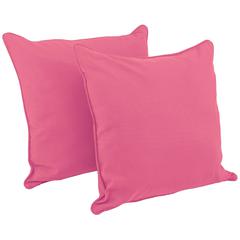 25-inch Double-corded Solid Twill Square Floor Pillows with Inserts (Set of 2), Bery Berry