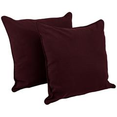 25-inch Double-corded Solid Twill Square Floor Pillows with Inserts (Set of 2), Burgundy
