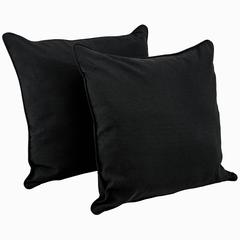 25-inch Double-corded Solid Twill Square Floor Pillows with Inserts (Set of 2), Black