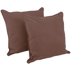 25-inch Double-corded Solid Twill Square Floor Pillows with Inserts (Set of 2), Chocolate