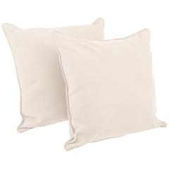 25-inch Double-corded Solid Twill Square Floor Pillows with Inserts (Set of 2), Natural