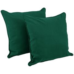 25-inch Double-corded Solid Twill Square Floor Pillows with Inserts (Set of 2), Forest Green