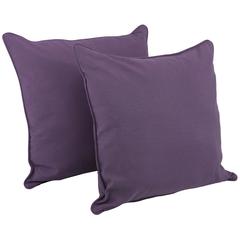25-inch Double-corded Solid Twill Square Floor Pillows with Inserts (Set of 2), Grape