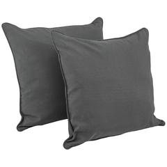 25-inch Double-corded Solid Twill Square Floor Pillows with Inserts (Set of 2), Steel Grey