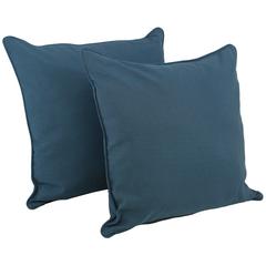 25-inch Double-corded Solid Twill Square Floor Pillows with Inserts (Set of 2), Indigo