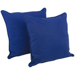 25-inch Double-corded Solid Twill Square Floor Pillows with Inserts (Set of 2), Royal Blue