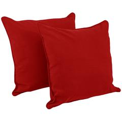 25-inch Double-corded Solid Twill Square Floor Pillows with Inserts (Set of 2), Red