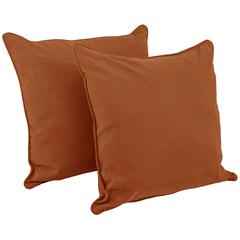 25-inch Double-corded Solid Twill Square Floor Pillows with Inserts (Set of 2), Spice