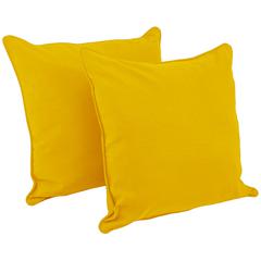 25-inch Double-corded Solid Twill Square Floor Pillows with Inserts (Set of 2), Sunset