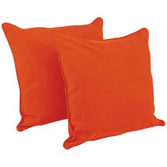 25-inch Double-corded Solid Twill Square Floor Pillows with Inserts (Set of 2), Tangerine Dream