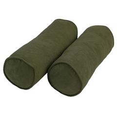 20-inch by 8-inch Double-corded Solid Microsuede Bolster Pillows with Inserts (Set of 2)  9814-CD-S2-MS-HG