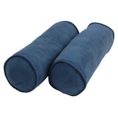 20-inch by 8-inch Double-corded Solid Microsuede Bolster Pillows with Inserts (Set of 2)  9814-CD-S2-MS-IN