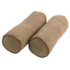 20-inch by 8-inch Double-corded Solid Microsuede Bolster Pillows with Inserts (Set of 2)  9814-CD-S2-MS-JV