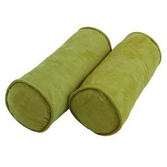 20-inch by 8-inch Double-corded Solid Microsuede Bolster Pillows with Inserts (Set of 2)  9814-CD-S2-MS-ML
