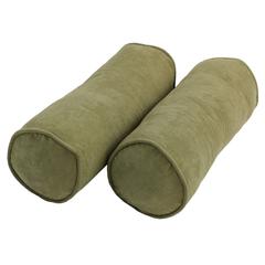 20-inch by 8-inch Double-corded Solid Microsuede Bolster Pillows with Inserts (Set of 2)  9814-CD-S2-MS-SG