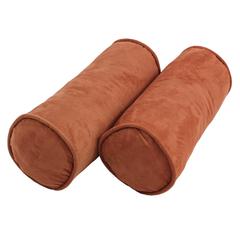 20-inch by 8-inch Double-corded Solid Microsuede Bolster Pillows with Inserts (Set of 2)  9814-CD-S2-MS-SP