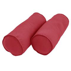 20-inch by 8-inch Double-corded Solid Twill Bolster Pillows with Inserts (Set of 2), Bery Berry
