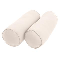 20-inch by 8-inch Double-corded Solid Twill Bolster Pillows with Inserts (Set of 2), Natural