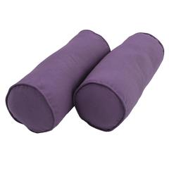 20-inch by 8-inch Double-corded Solid Twill Bolster Pillows with Inserts (Set of 2), Grape